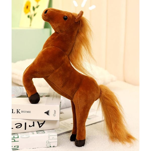Söt Häst Plyschleksak, Simulerad Ponny Gosedjur dark brown 30cm