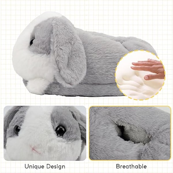 Naisten eläin-jänis-tossut söpöt plushiset kotitossut lämpimät hauskat piirretty tossut Pink