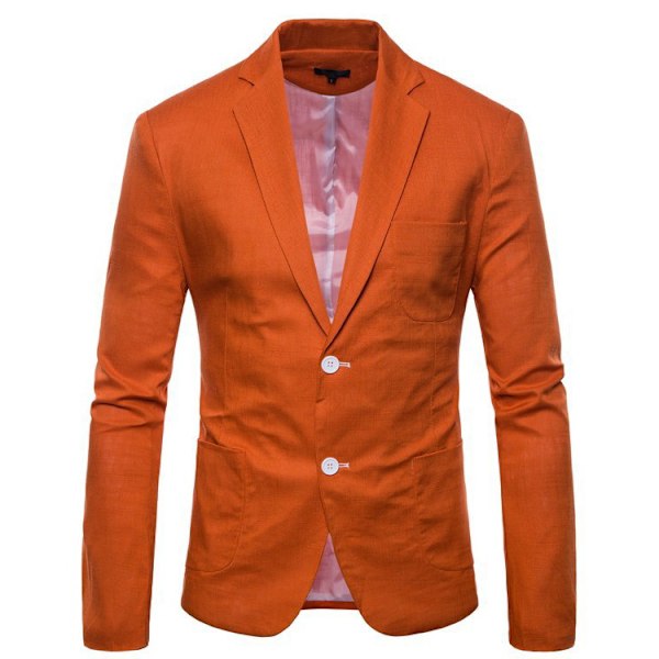 Herrejakkesæt Business Bryllup Fest Frakke Kontor Blazer Orange XS