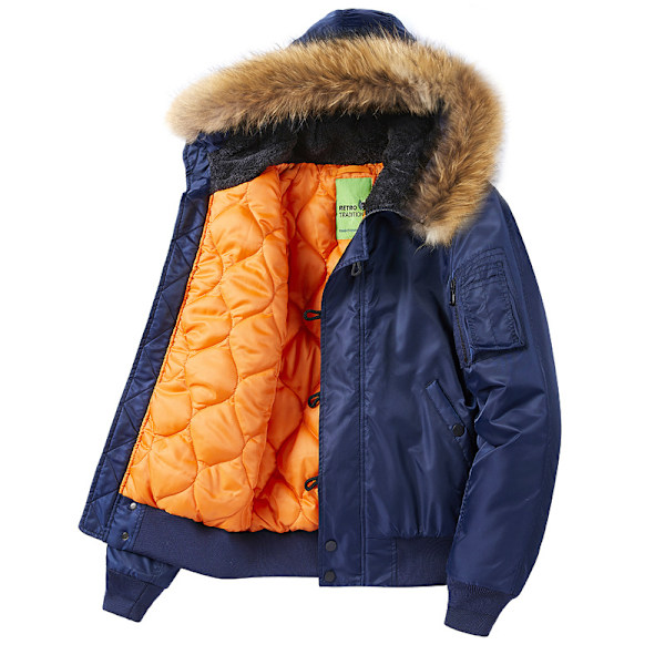 Hettejakke for menn, tykk og polstret, høst og vinter Blue 2XL