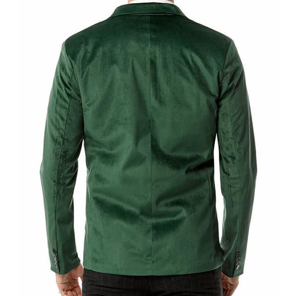 Velvet Slim Fit Solid Color Blazer för män Green l
