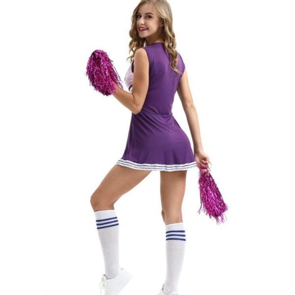 Cheerleader Kostume Med Pom Poms Purple 150