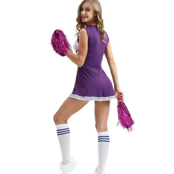 Cheerleader Kostym Med Pom Poms Cheerleading Purple L