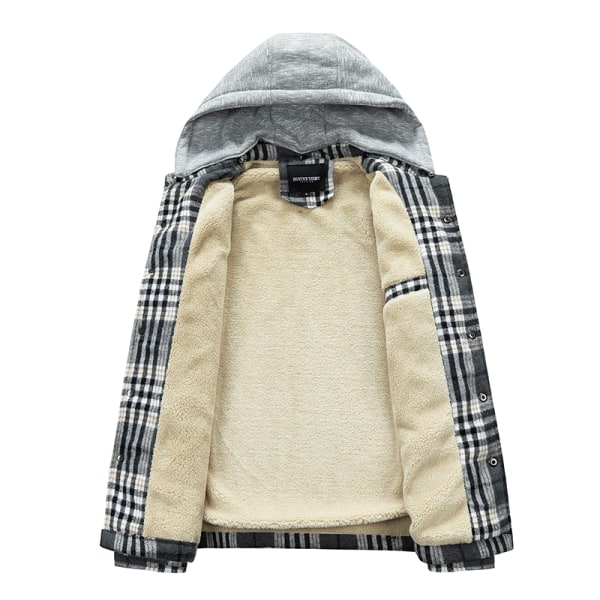 Bomullsrutiga herrskjortor Jacka Fleecefodrade flanellskjortor Sherpa-jackor Style1 XL
