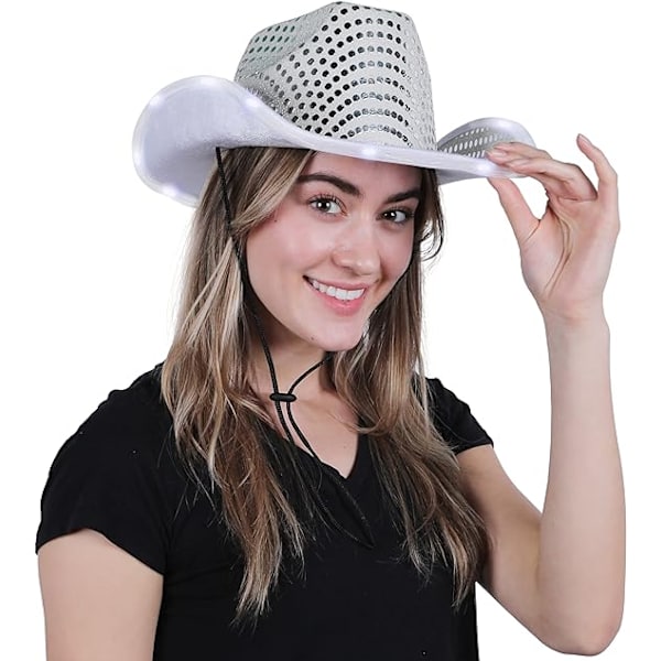 Sequin LED Lysende Cowboyhat til Kvinder Grey