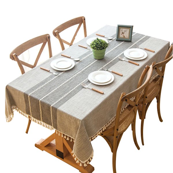 Bordsduk Linne Skrynkelfria dukar grey 140x140