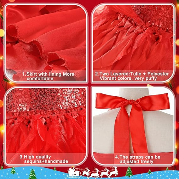 Tutu klänning för flickor Glittrande paljett Tyll Prinsessan Födelsedagsfest Prom Outfit Red 6T
