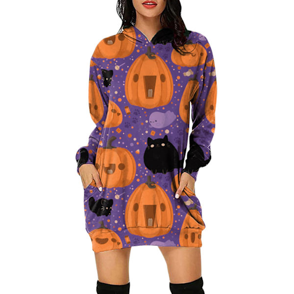 Kvinnors Halloween pumpa sweatshirts Casual Tops purple M