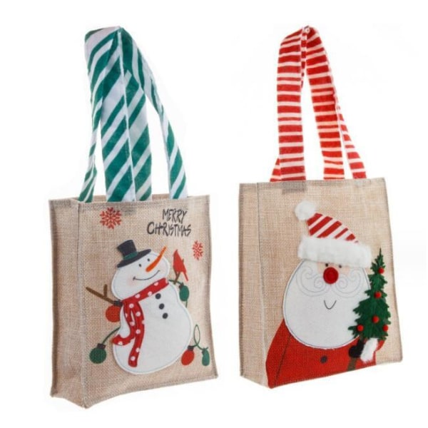 Julegavepose i burlap Red