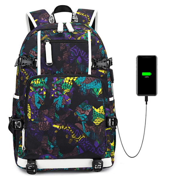 Ryggsäck med USB laddningsport för College Travel purple