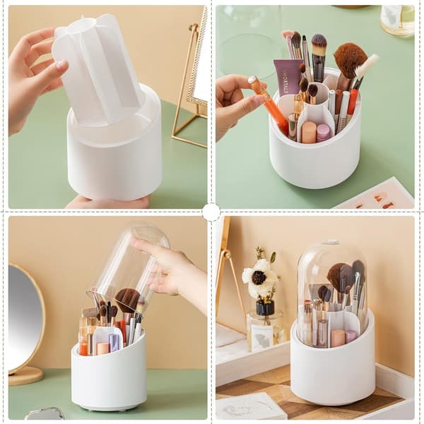Makeup Penselholder Organizer, Roterende Støvfri Makeup Penselbeholder