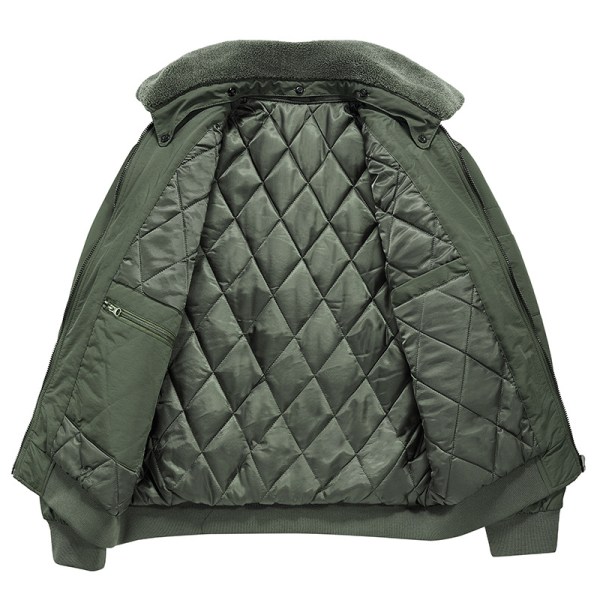 Herrjacka i bomull, vinterjacka i sherpa-fleece Green L