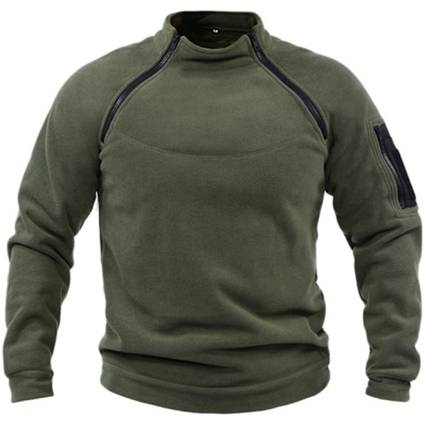 Herrar Quarter Zip Fleecefodrad Stå-upp Krage Tröja Green XL