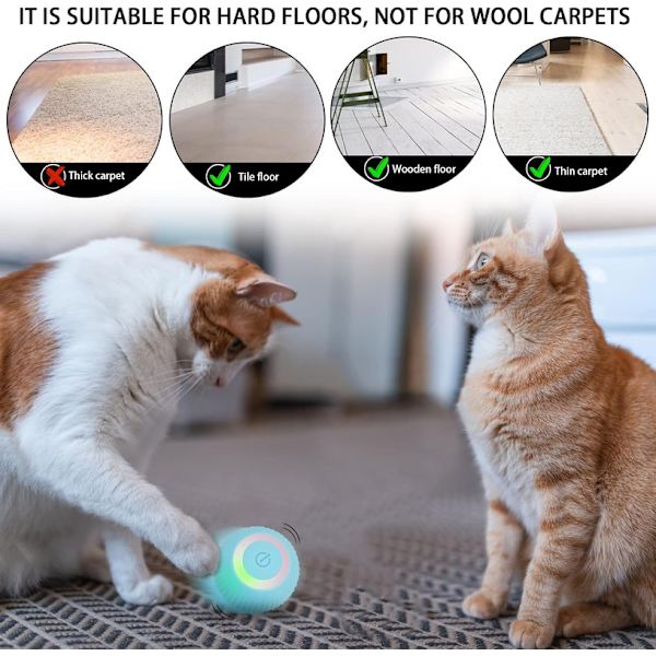 Interaktiv kattboll, automatisk 360° självroterande rullande boll Blue