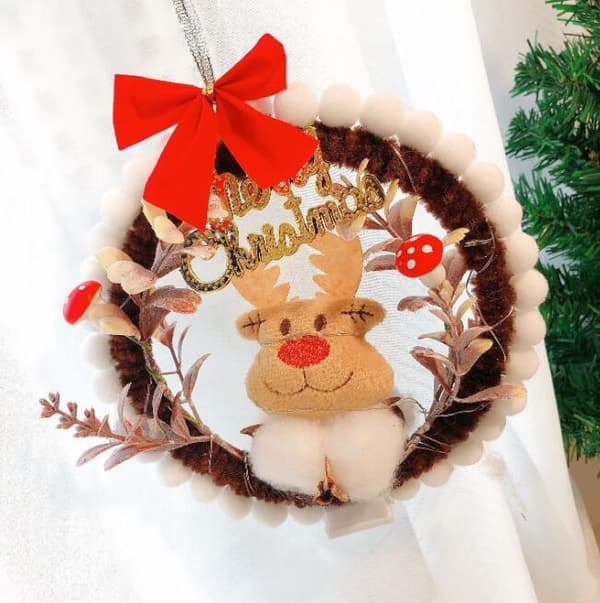 Håndlavet DIY Julekrans med Lys Brown