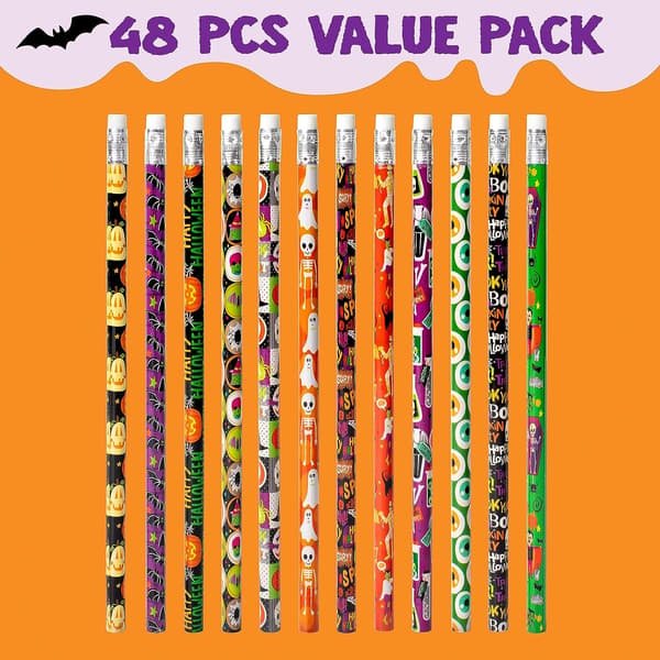 48-pack Halloween-pennor med suddgummi
