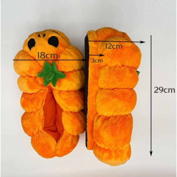 Halloween Spökpumpa Tofflor Plysch Varma Inomhus Halksäkra Tofflor Orange