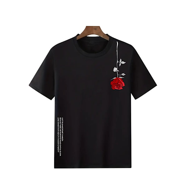 Mænds Grafisk T-shirts Blomsterprint Kortærmet Skjorte Black M