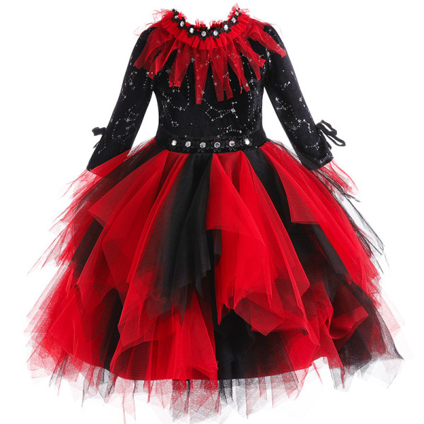 Jente Halloween Gotisk Viktoriansk Vampyr Dronning Kles Opp Black B 100cm