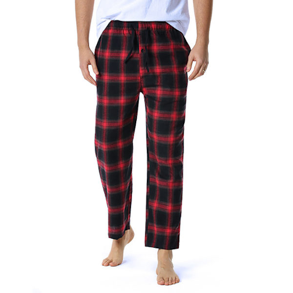 Supermjuka pyjamasbyxor i bomull för män black red XL