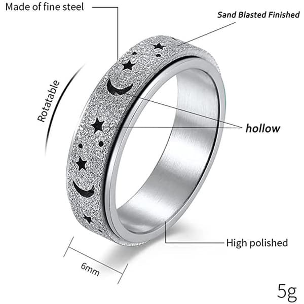 Angstring til kvinder og mænd, titanium rustfrit stål spinnering Colorful 10