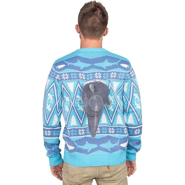 3D Röd och Grön Vuxen Jumper Fula Julkläder Shark XL