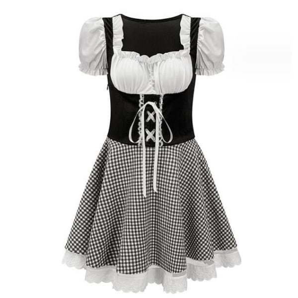 Kvinnors Oktoberfest Uniform med snörning i pläd Black M