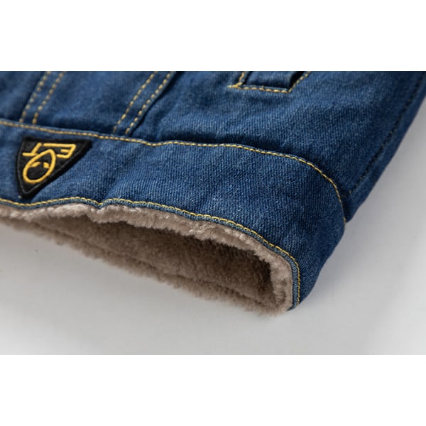 Miesten Fleeceulostettu Jeans Takki Talvitakki Dark Blue XL