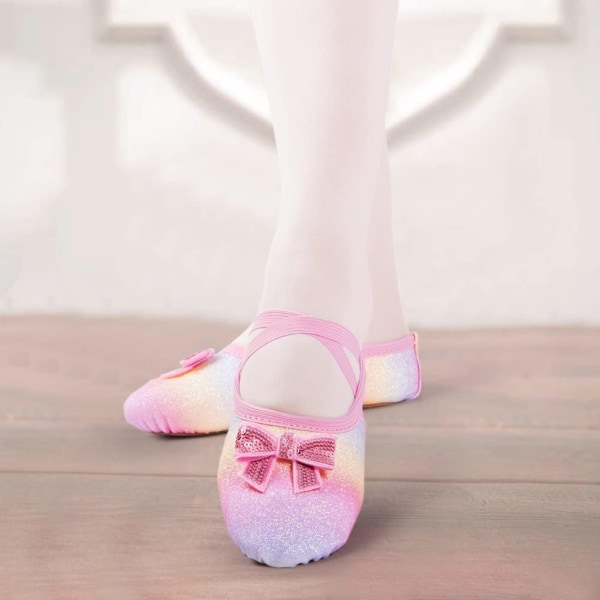 Balettskor för flickor Cross Strap Dance Shoes Rainbow 27