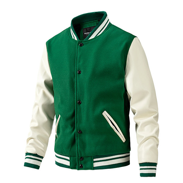Hettegenser for menn i bomull, smal passform, med bokstaver Green M