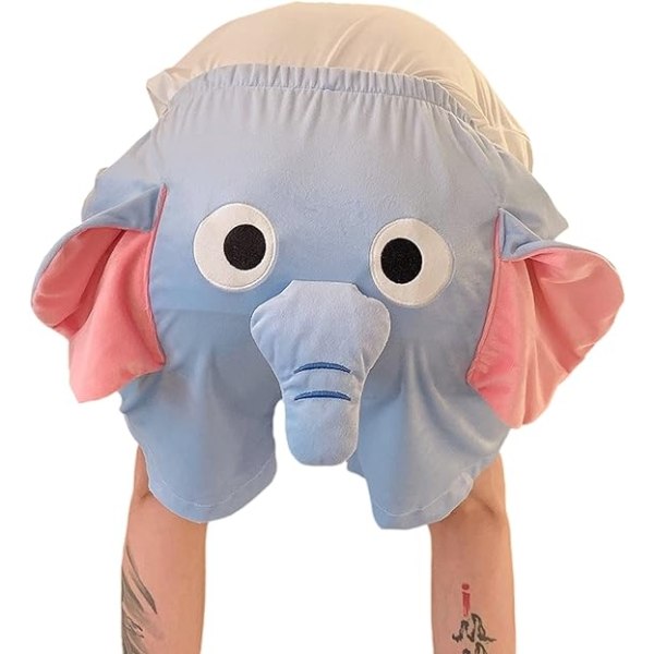 Roliga elefantshorts, söta och nya elefantelefantkorta pyjamasbyxor Blue XL