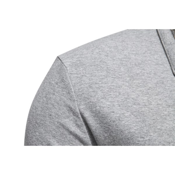Långärmad rutig lapptröja för män Lapel Casual Shirt Gray L