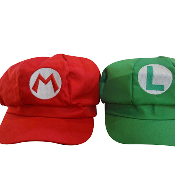 Mario broderad kostymhatt, herr röd baskermössa White