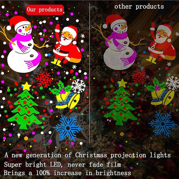 Julelys-projektor med 16 mønster-lysbilde LED-projektorlampe