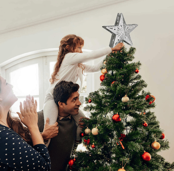 Christmas Tree Topper, Christmas Lights Tree Top silver