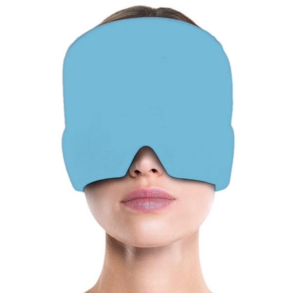 Cold Therapy Ice Head Wrap Ice Pack Mask blue