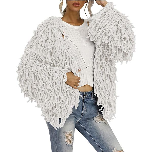 Plush Kjoljacka för Kvinnor Höst och Vinter White XL