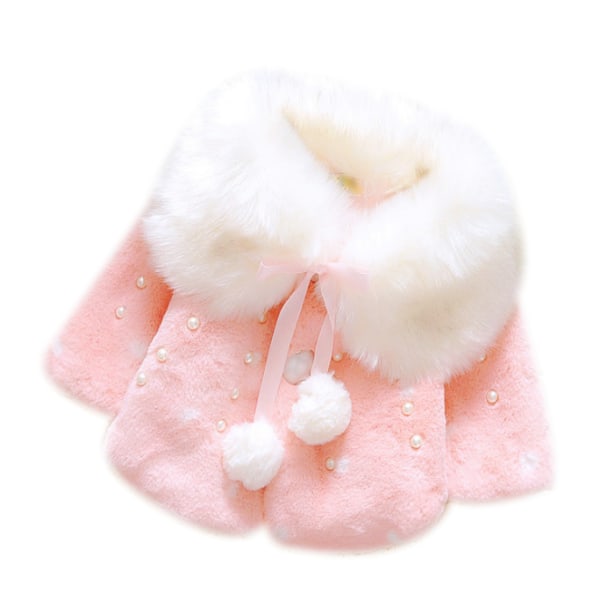 Baby Girl Varm vinter Hooded Cape Hooded Coat pink 90cm