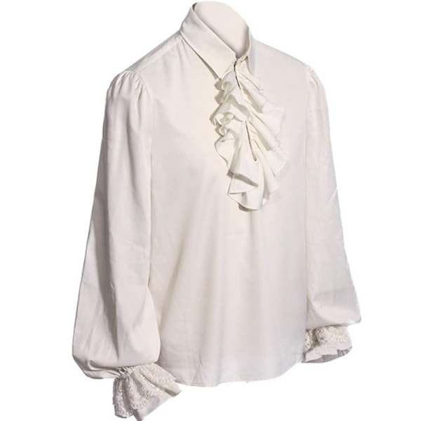 Piratskjorta för män Vampyr Halloween kostym white XL