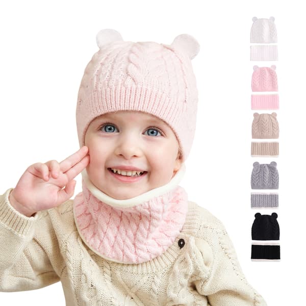 Baby vintermössa Scarf Set White