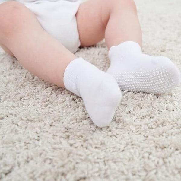 Baby Halkfria Ankelstrumpor med Halkskyddssulor för Spädbarn och Småbarn A-6PCS S