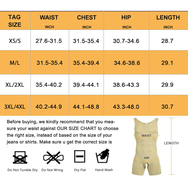 Män Sleeveless Full Body Shaper Underkläder Slank Kompressions Bodysuit Shapewear Black XS
