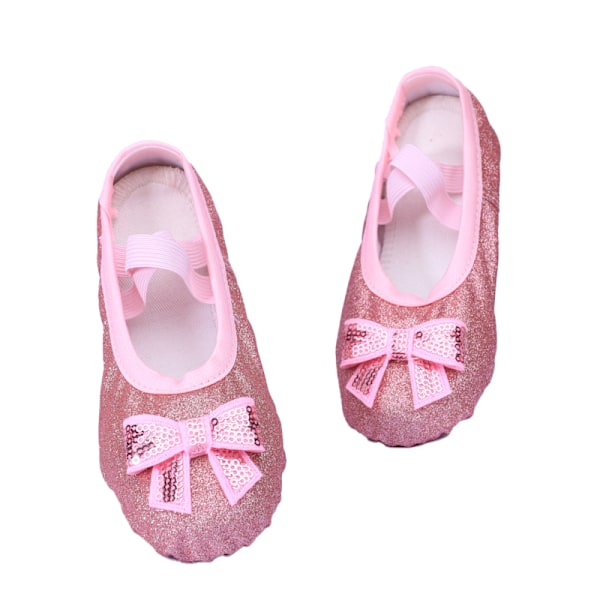 Pige Ballet Sko Glitter Split-Sole Dansesko Rose Gold 24