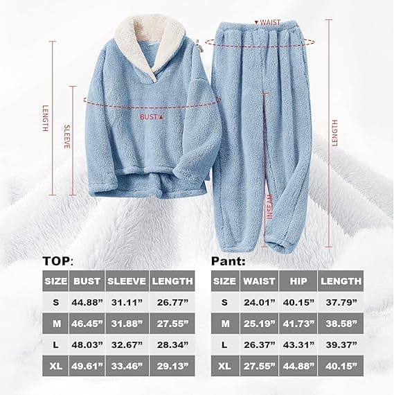 Mjuk och mysig ulltröja pyjamasset för kvinnor Blue M