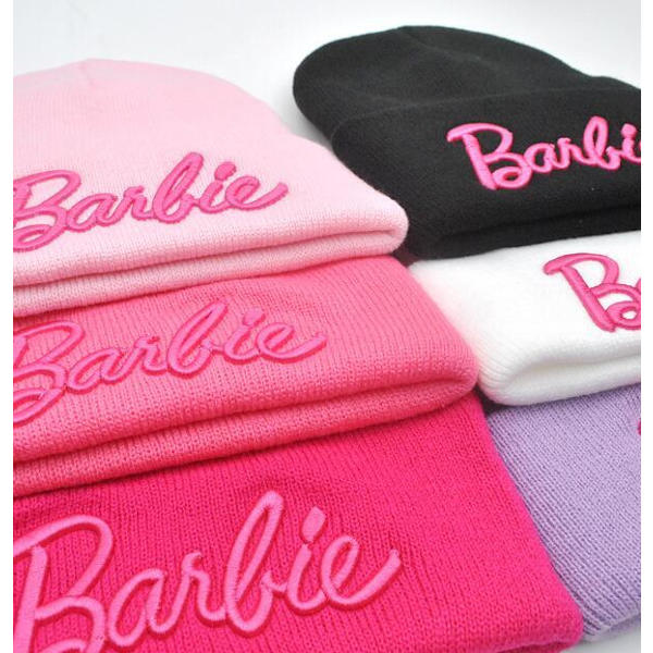 Kubisk Broderad Rosa Stickad Ullhatt White