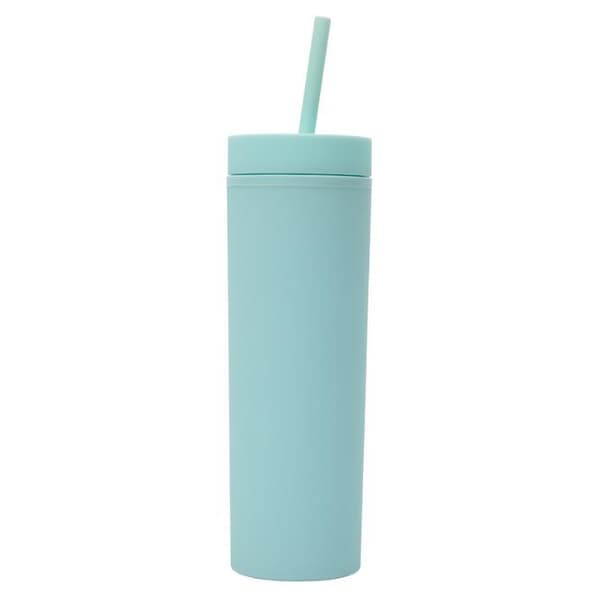 16 oz matt glas med lock och sugrör mint green