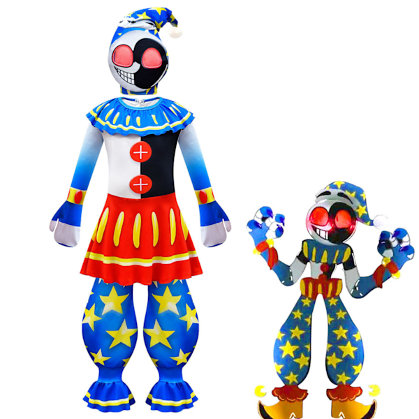 Barn Sundrop Moondrop FNAF kostym Sun Moon Clown Outfits 130cm