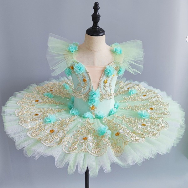 Jente-skjørt-trikoer Swan Dance Opptre Kostymer Green 100cm