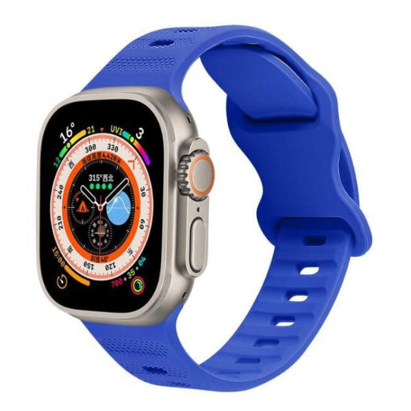 Silikonrem med fjärilsspänne för Apple Watch Blue 42-44-45-49MM