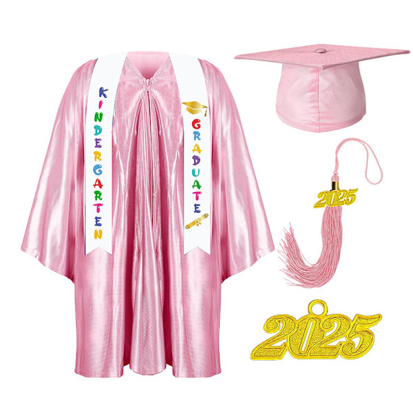 2025 Vuoden Esikoulu- ja Päiväkotivalmistujaismekko, Lakki ja Tupsusetti pink 3XL